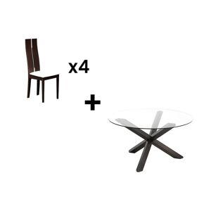 Vente unique Ensemble table CENTAURI 4 chaises SALENA Hetre Wenge