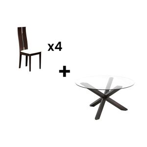 Vente-unique Ensemble table CENTAURI + 4 chaises SALENA - Hêtre - Wengé