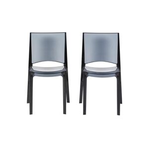 Vente-unique Lot de 2 chaises empilables HELLY - Polycarbonate plein - Gris ardoise