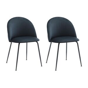 Vente-unique Lot de 2 chaises en velours et acier inoxydable - Noir - MELBOURNE