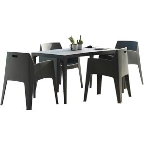 Vente-unique Salle a manger de jardin : Table + 4 fauteuils - Polypropylene - Anthracite - SOROCA