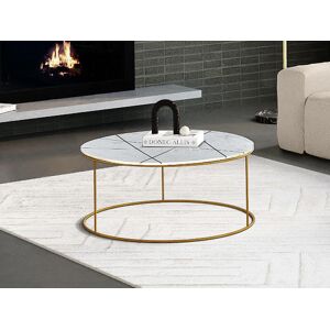 Vente unique Table basse ORNEA Marbre Blanc et Metal Dore