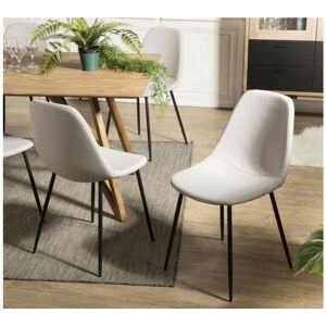 Macabane AUGUSTIN - Lot de 2 chaises tissu blanc écru pieds métal noir