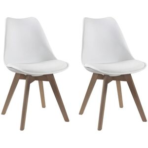 Vente-unique Lot de 2 chaises JODY - Polypropylène et Hêtre - Blanc