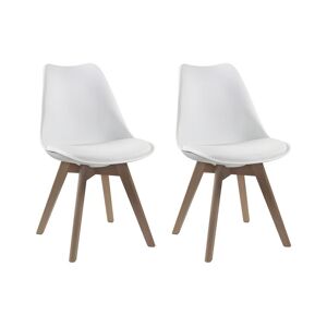 Vente-unique Lot de 2 chaises JODY - Polypropylène et Hêtre - Blanc