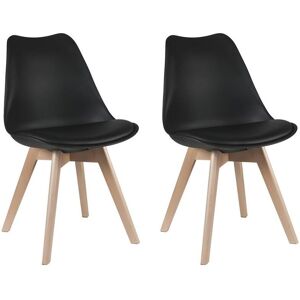 Vente-unique Lot de 2 chaises JODY - Polypropylène et Hêtre - Noir