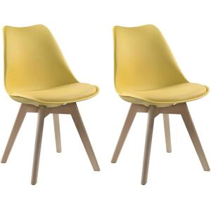 Vente-unique Lot de 2 chaises JODY - Polypropylène et Hêtre - Jaune - Publicité