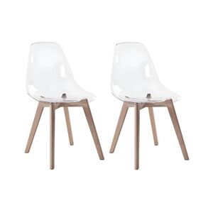 Vente-unique Lot de 2 chaises AUDRA - Polycarbonate et Hêtre - Transparent