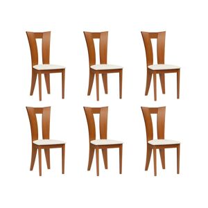 Vente-unique Lot de 6 chaises TIFFANY - Hêtre massif - Coloris : Chêne et blanc