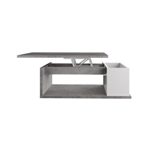 Vente-unique Table basse ALDANA - Plateau relevable - Bois & MDF - Béton et blanc