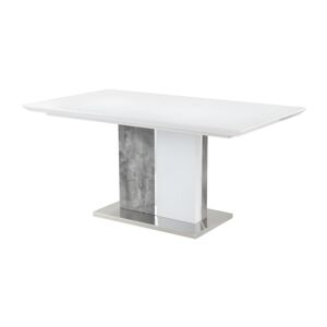 Vente-unique Table à manger extensible - 6 à 8 couverts - MDF - Coloris : Blanc laqué et béton - EREN