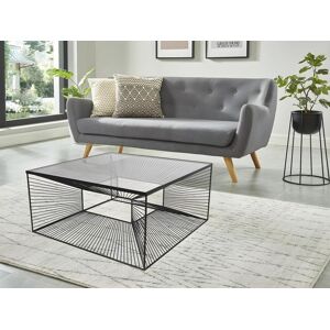 Vente unique Table basse CLARENCE Verre et Metal filaire Noir