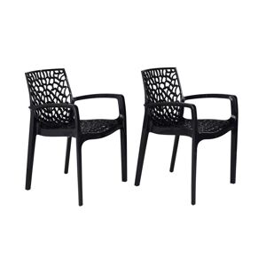 MYLIA Lot de 2 fauteuils de jardin empilables - Polypropylène - Gris anthracite - DIADEME de MYLIA