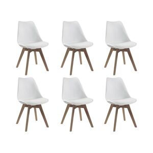 Vente-unique Lot de 6 chaises JODY - Polypropylène Hêtre - Blanc