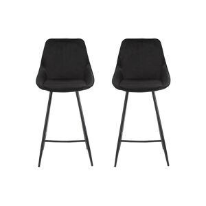 Vente-unique Lot de 2 tabourets de bar - Velours - Noir - MASURIE