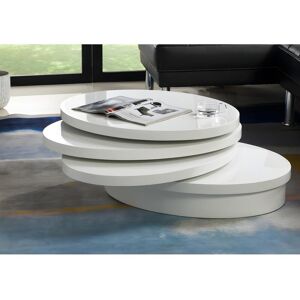 Vente-unique Table basse pivotante ovale CIRCUS - MDF laque - Blanc