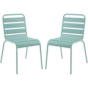 MYLIA Lot de 2 chaises de jardin empilables en métal - Vert amande - MIRMANDE de MYLIA