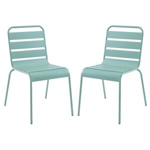MYLIA Lot de 2 chaises de jardin empilables en métal - Vert amande - MIRMANDE de MYLIA