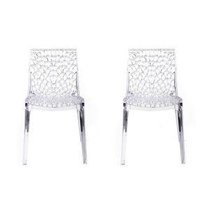Vente-unique Lot de 2 chaises empilables DIADEME - Polycarbonate plein - Cristal