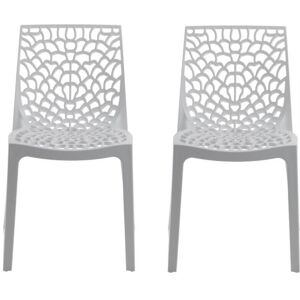 Vente-unique Lot de 2 chaises empilables DIADEME - Polypropylene - Blanc dolomite