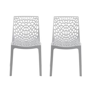 Vente-unique Lot de 2 chaises empilables DIADEME - Polypropylène - Blanc dolomite