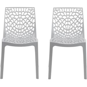 Vente-unique Lot de 2 chaises empilables DIADEME - Polypropylène - Blanc dolomite