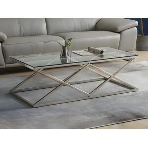 Table basse CHARLOTTE de Pascal MORABITO - Verre trempe et acier - Chrome