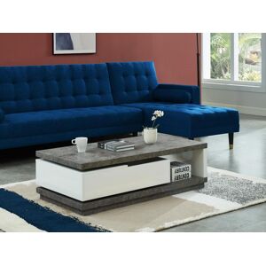 Vente-unique Table basse FLAVIAN coffre de rangements pivotant - MDF blanc laque et plateau effet beton