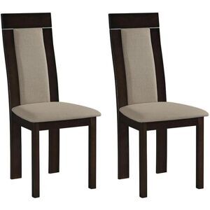 Vente-unique Lot de 2 chaises BELINDA - Hêtre et tissu - Coloris : Noyer et Beige