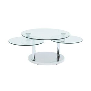 Vente-unique Table basse avec plateaux pivotants WESLEY - Verre trempé et acier