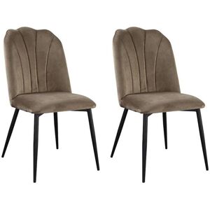 Vente unique Lot de 2 chaises ROSARIO Effet Velours et Metal Noir Taupe