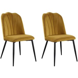 Vente unique Lot de 2 chaises ROSARIO Effet Velours et Metal Noir Jaune