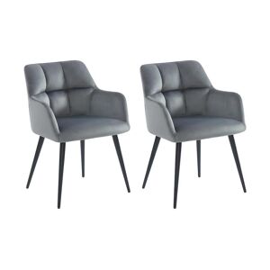 PASCAL MORABITO Lot de 2 chaises avec accoudoirs - Velours et métal - Gris - PEGA de Pascal MORABITO