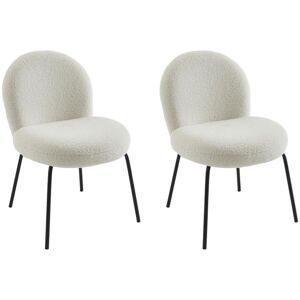 Lot de 2 chaises en tissu bouclette et metal noir - Creme - CURLYN de Pascal Morabito