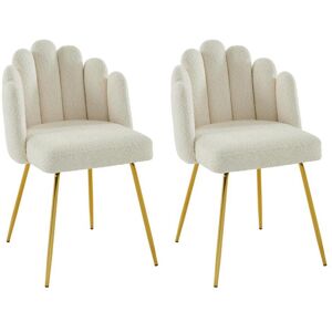 PASCAL MORABITO Lot de 2 chaises en tissu bouclette et métal doré - Crème - ALTINAM de Pascal MORABITO