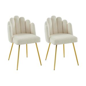 PASCAL MORABITO Lot de 2 chaises en tissu bouclette et métal doré - Crème - ALTINAM de Pascal MORABITO