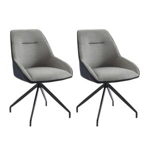 Vente unique Lot de 2 chaises en tissu velours cotele et metal Gris et anthracite CHANILA