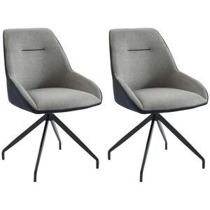 Vente-unique Lot de 2 chaises en tissu, velours côtelé et métal - Gris et anthracite - CHANILA