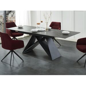 Table a manger extensible LIBSY 6 a 8 couverts Ceramique et Metal Noir de Maison Cephy