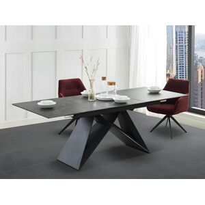 Table a manger extensible LIBSY 6 a 8 couverts Ceramique et Metal Noir de Maison Cephy