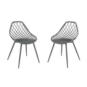 Lot de 2 chaises de jardin en polypropylène avec pieds en métal - Anthracite - MALAGA de MYLIA