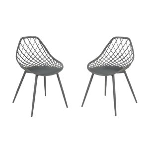 MYLIA Lot de 2 chaises de jardin en polypropylène avec pieds en métal - Anthracite - MALAGA de MYLIA