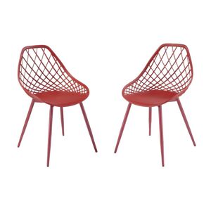 MYLIA Lot de 2 chaises de jardin en polypropylène avec pieds en métal - Terracotta - MALAGA de MYLIA