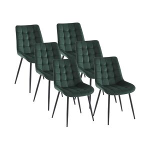 Vente unique Lot de 6 chaises matelassees Velours et metal noir Vert OLLUA