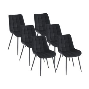 Vente unique Lot de 6 chaises matelassees Velours et metal Noir OLLUA