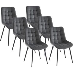 Vente unique Lot de 6 chaises matelassees Velours et metal noir Gris OLLUA