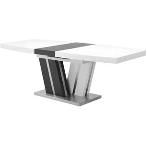 Vente-unique Table à manger extensible NOAMI II - 6 à 8 couverts - MDF laqué gris et blanc