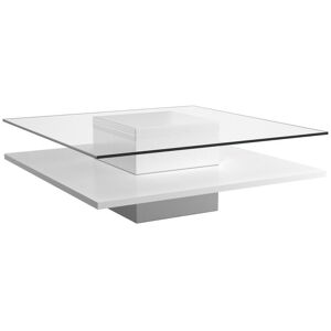 Vente-unique Table basse ISANIA - Verre trempé & MDF blanc