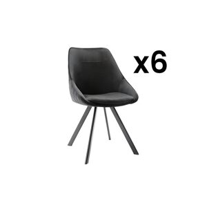 Vente-unique Lot de 6 chaises VIENNA - Velours & Métal - Noir