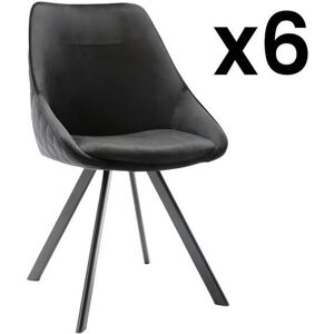 Vente-unique Lot de 6 chaises VIENNA - Velours & Métal - Noir - Publicité